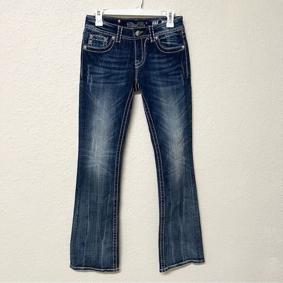 Miss Me Womens Size 27 Blue Denim Medium Wash Mid Rise Bootcut Jeans JW5123BB - Picture 1 of 7
